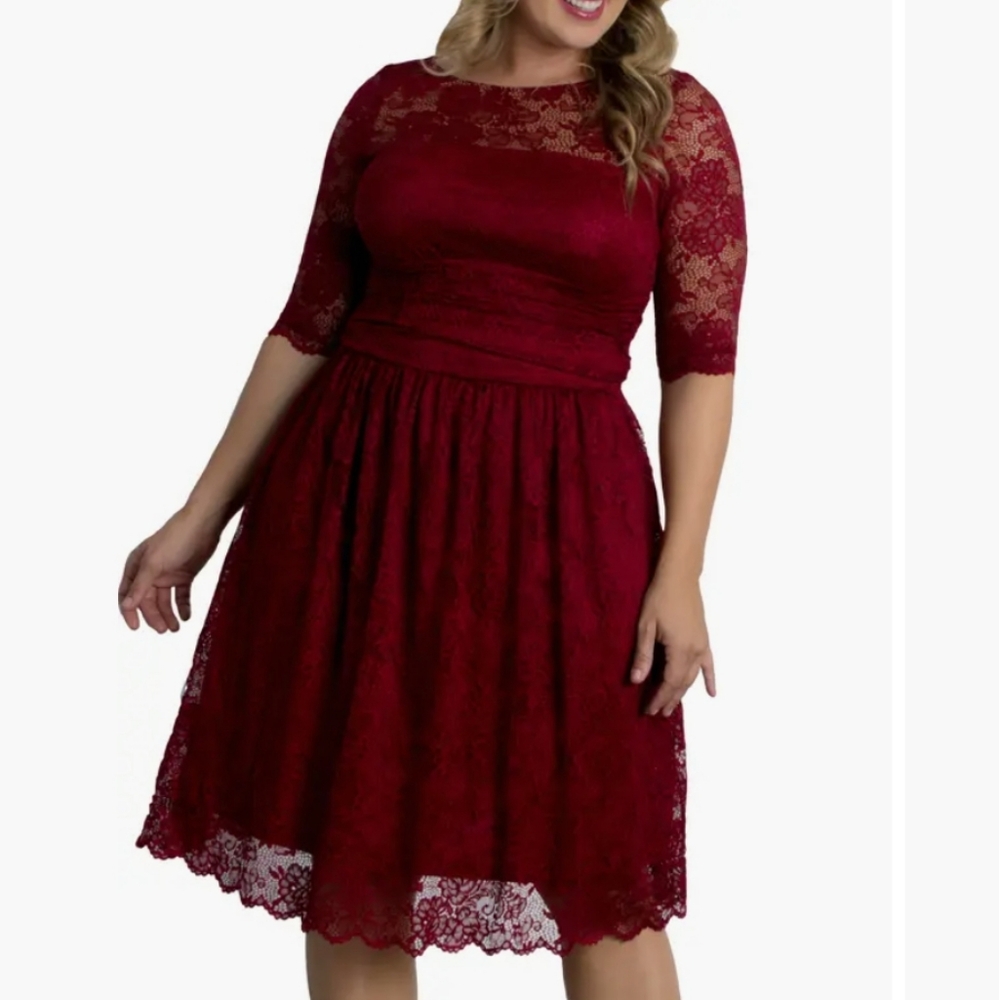KIYONNA Luna Lace Dress Ruby 2X NWT